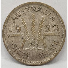 AUSTRALIA 1952 . THREEPENCE . gVERY FINE